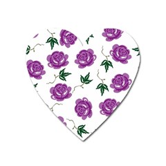 Purple Roses Pattern Wallpaper Background Seamless Design Illustration Heart Magnet by Nexatart