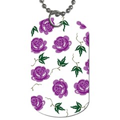 Purple Roses Pattern Wallpaper Background Seamless Design Illustration Dog Tag (two Sides) by Nexatart