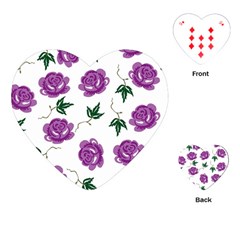 Purple Roses Pattern Wallpaper Background Seamless Design Illustration Playing Cards (heart)  by Nexatart