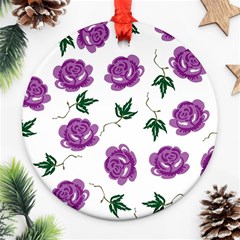 Purple Roses Pattern Wallpaper Background Seamless Design Illustration Round Ornament (two Sides) by Nexatart