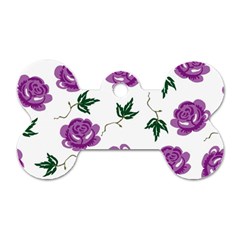 Purple Roses Pattern Wallpaper Background Seamless Design Illustration Dog Tag Bone (one Side) by Nexatart