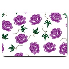 Purple Roses Pattern Wallpaper Background Seamless Design Illustration Large Doormat  by Nexatart