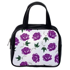 Purple Roses Pattern Wallpaper Background Seamless Design Illustration Classic Handbags (one Side) by Nexatart