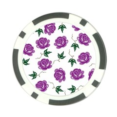 Purple Roses Pattern Wallpaper Background Seamless Design Illustration Poker Chip Card Guard (10 Pack) by Nexatart