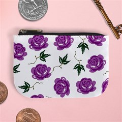 Purple Roses Pattern Wallpaper Background Seamless Design Illustration Mini Coin Purses by Nexatart