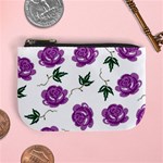 Purple Roses Pattern Wallpaper Background Seamless Design Illustration Mini Coin Purses Front