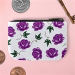 Purple Roses Pattern Wallpaper Background Seamless Design Illustration Mini Coin Purses Back