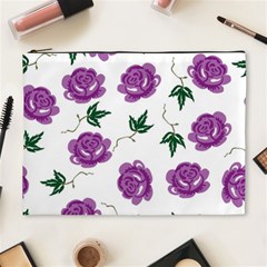 Purple Roses Pattern Wallpaper Background Seamless Design Illustration Cosmetic Bag (xl) by Nexatart