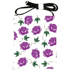 Purple Roses Pattern Wallpaper Background Seamless Design Illustration Shoulder Sling Bags by Nexatart