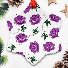 Purple Roses Pattern Wallpaper Background Seamless Design Illustration Snowflake Ornament (two Sides) by Nexatart