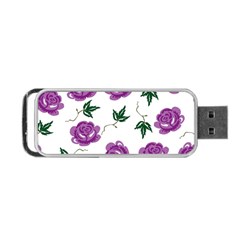 Purple Roses Pattern Wallpaper Background Seamless Design Illustration Portable Usb Flash (two Sides) by Nexatart