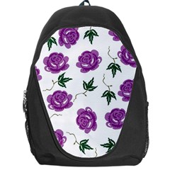 Purple Roses Pattern Wallpaper Background Seamless Design Illustration Backpack Bag by Nexatart