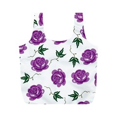 Purple Roses Pattern Wallpaper Background Seamless Design Illustration Full Print Recycle Bags (m)  by Nexatart