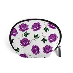 Purple Roses Pattern Wallpaper Background Seamless Design Illustration Accessory Pouches (small)  by Nexatart