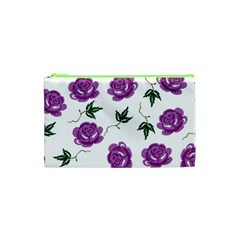 Purple Roses Pattern Wallpaper Background Seamless Design Illustration Cosmetic Bag (xs) by Nexatart