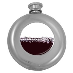 Bubbles In Red Wine Round Hip Flask (5 Oz) by Nexatart