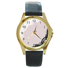 Circles Background Round Gold Metal Watch by Nexatart