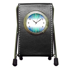 Blue Stripe With Water Droplets Pen Holder Desk Clocks by Nexatart