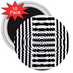 Black And White Abstract Stripped Geometric Background 3  Magnets (10 Pack)  by Nexatart