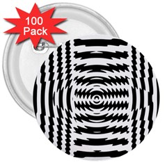 Black And White Abstract Stripped Geometric Background 3  Buttons (100 Pack)  by Nexatart