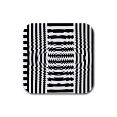 Black And White Abstract Stripped Geometric Background Rubber Square Coaster (4 Pack) 