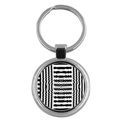 Black And White Abstract Stripped Geometric Background Key Chains (round)  by Nexatart