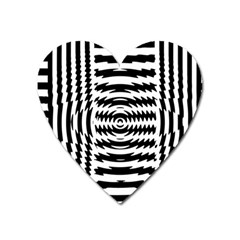 Black And White Abstract Stripped Geometric Background Heart Magnet by Nexatart