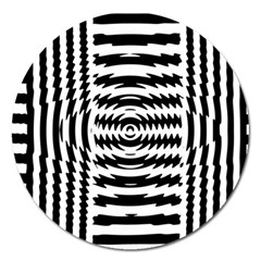 Black And White Abstract Stripped Geometric Background Magnet 5  (round) by Nexatart