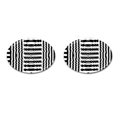 Black And White Abstract Stripped Geometric Background Cufflinks (oval) by Nexatart