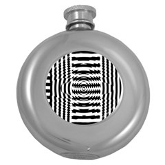 Black And White Abstract Stripped Geometric Background Round Hip Flask (5 Oz) by Nexatart