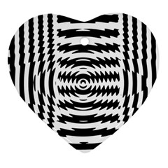 Black And White Abstract Stripped Geometric Background Heart Ornament (two Sides) by Nexatart