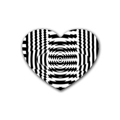 Black And White Abstract Stripped Geometric Background Heart Coaster (4 Pack)  by Nexatart