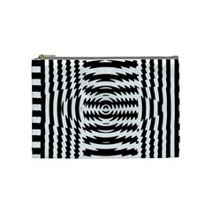 Black And White Abstract Stripped Geometric Background Cosmetic Bag (medium)  by Nexatart