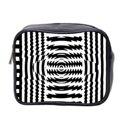 Black And White Abstract Stripped Geometric Background Mini Toiletries Bag 2-side by Nexatart