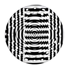 Black And White Abstract Stripped Geometric Background Ornament (round Filigree) by Nexatart