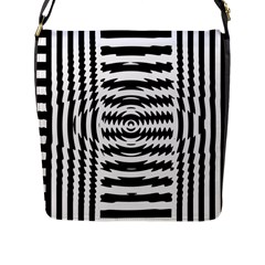 Black And White Abstract Stripped Geometric Background Flap Messenger Bag (l)  by Nexatart