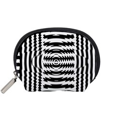 Black And White Abstract Stripped Geometric Background Accessory Pouches (small)  by Nexatart