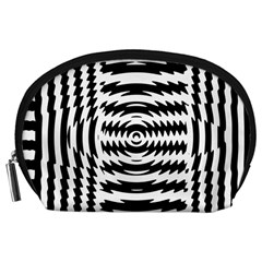 Black And White Abstract Stripped Geometric Background Accessory Pouches (large)  by Nexatart