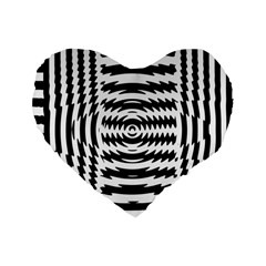 Black And White Abstract Stripped Geometric Background Standard 16  Premium Flano Heart Shape Cushions by Nexatart