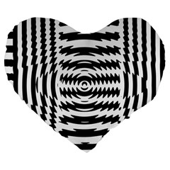 Black And White Abstract Stripped Geometric Background Large 19  Premium Flano Heart Shape Cushions by Nexatart