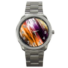 Colourful Grunge Stripe Background Sport Metal Watch by Nexatart