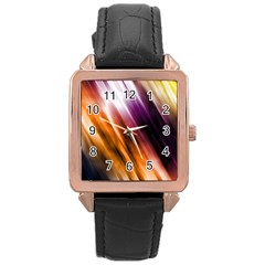 Colourful Grunge Stripe Background Rose Gold Leather Watch  by Nexatart