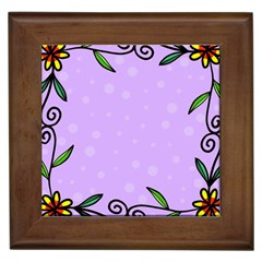 Hand Drawn Doodle Flower Border Framed Tiles by Nexatart