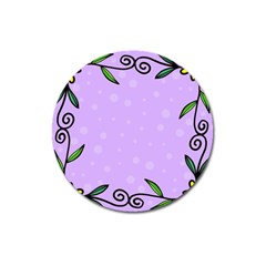 Hand Drawn Doodle Flower Border Magnet 3  (round) by Nexatart