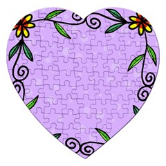 Hand Drawn Doodle Flower Border Jigsaw Puzzle (heart) by Nexatart