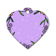 Hand Drawn Doodle Flower Border Dog Tag Heart (two Sides)