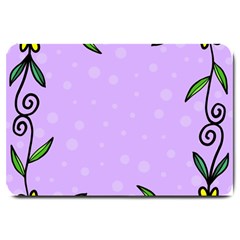 Hand Drawn Doodle Flower Border Large Doormat 