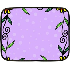 Hand Drawn Doodle Flower Border Fleece Blanket (mini) by Nexatart