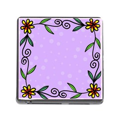 Hand Drawn Doodle Flower Border Memory Card Reader (square) by Nexatart