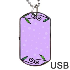 Hand Drawn Doodle Flower Border Dog Tag Usb Flash (two Sides) by Nexatart